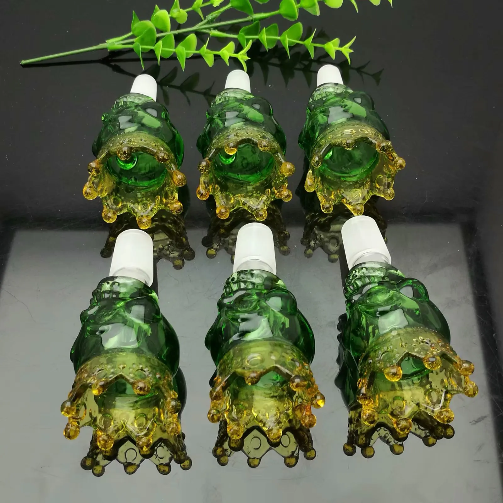 Green crown Ghost Head glass bubble head Wholesale Glass bongs Oil Burner Glass Water Pipes Oil Rigs Smoking 