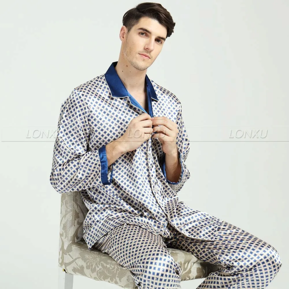 Mens Silk Satin Pajamas Set Pajama Pyjamas Set Sleepwear Loungewear M,L,XL,XXL,3XL