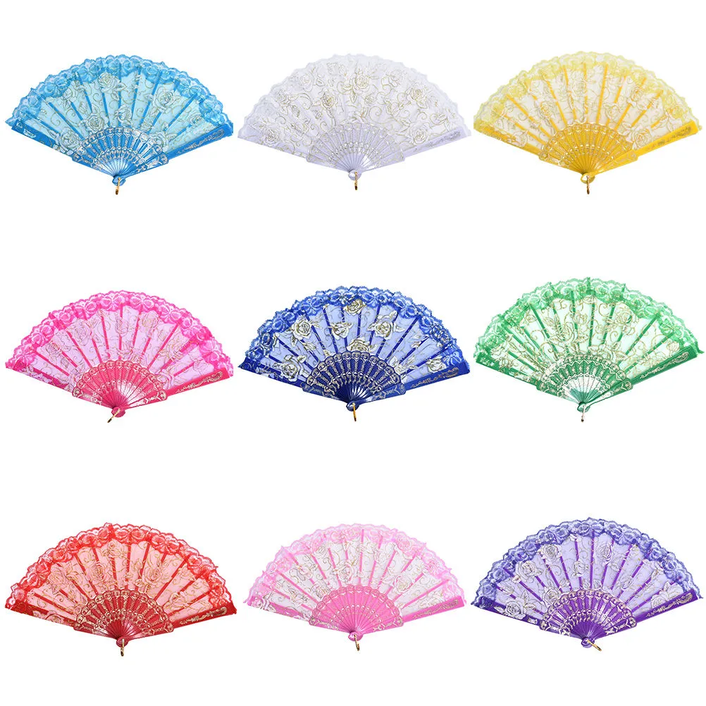 NOVAS 10 CORES COLORES LICE SPECTER SPILH SILK DOLHA HAÇA DANÇA Fãs de dança Flor Party Wedding Dança Acessórios de fãs de verão /lote