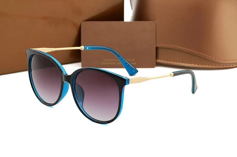 1719 Designer Solglasögon Märke Glasögon Metal Farme Mode Damsolglasögon med fodral och låda oculos de sol för kvinnor