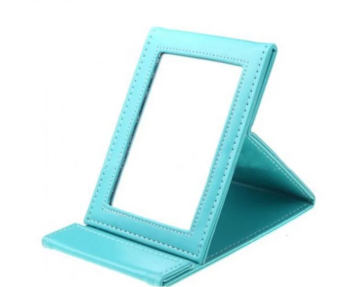 Tabletop Vanity Makeup Mirror Portable Folding Mirrors With PU Leather Standing Case Colorful Cosmetics Multi-used Tool Large SN1034