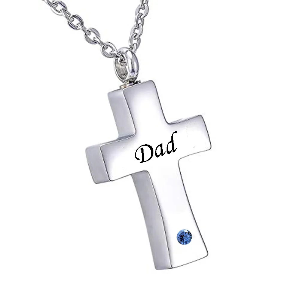 Collier en croix de bijoux de mode pour Cendres Garderie Dad Memorial Urn pendentif en acier inoxydable bijoux de crémation en acier inoxydable