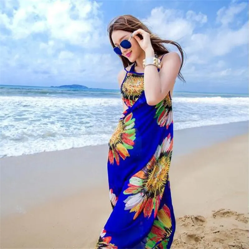 Hot Women Floral Bikini Cover Up Stampa Sexy Pareo Beach Dress Bohemian Sarong Chiffon Beach Bikini Wrap Costumi da bagno Sciarpa Scialle Brace i