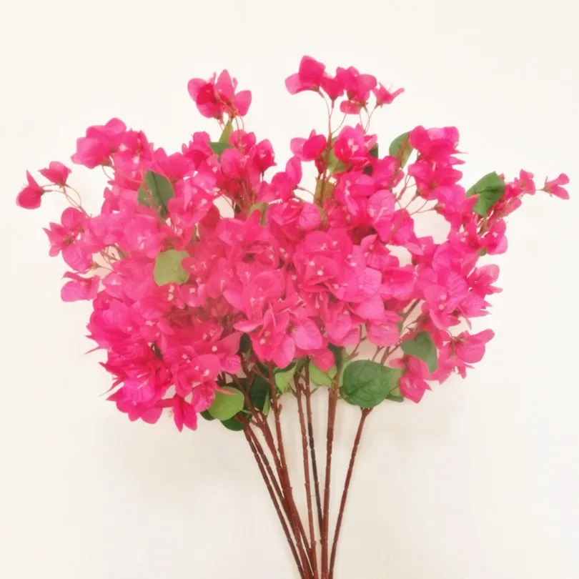 실크 Bougainvillea Glabra 꽃 인공 가짜 Bougainvillea Spectabilis 웨딩 센터 조각 장식 꽃을위한 핫 핑크 색상