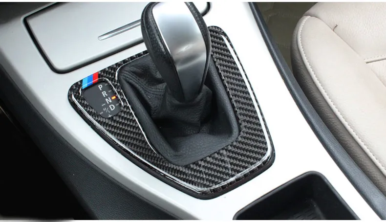 Carbon Fiber Car styling Inner Control Gear Shift Box Panel Decorative Cover Trim Strip For BMW 3 Series E90 E92 Accessories7663110