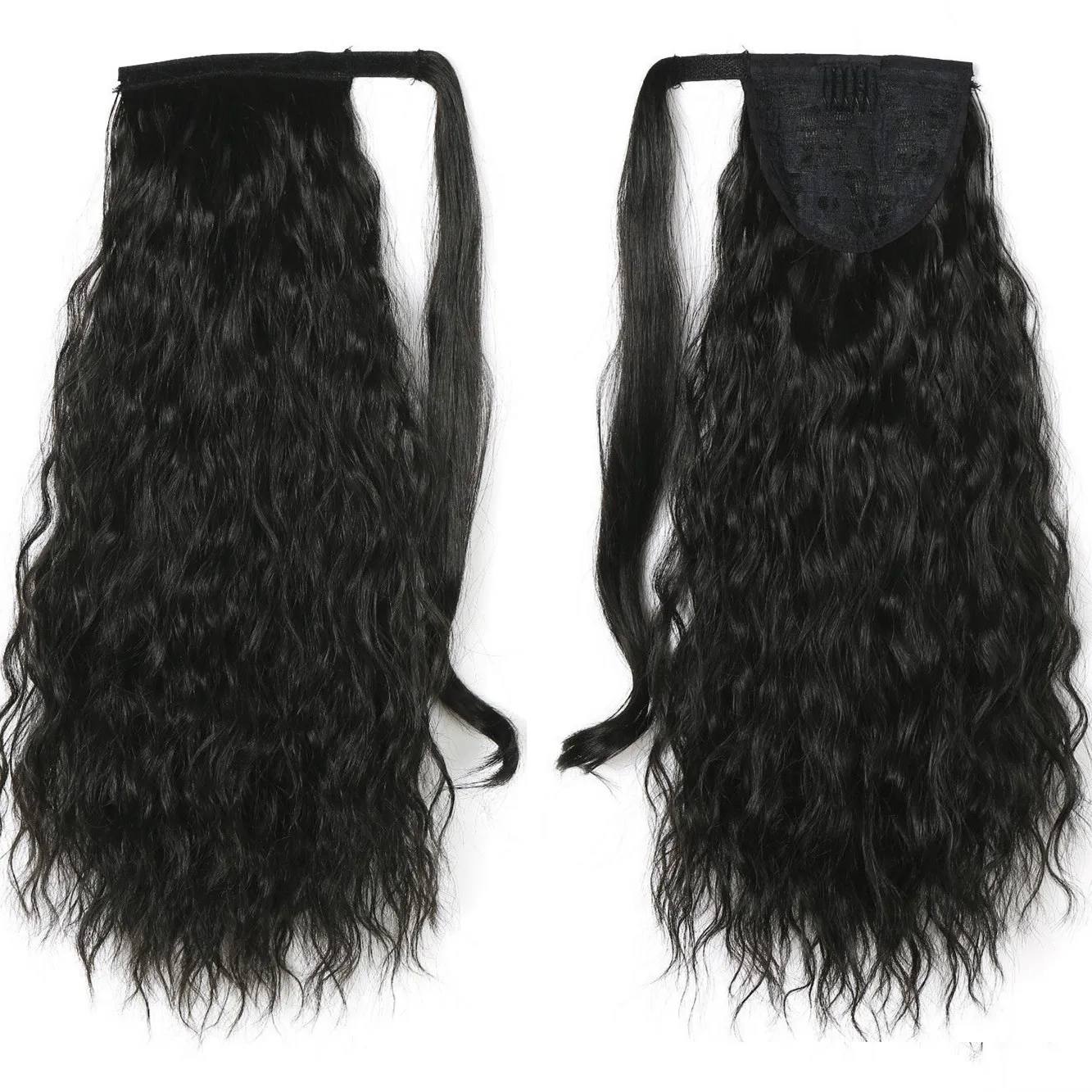 24inch 160g Curly Longo Ondulado marrom cauda rabo de cavalo Extensão Mulheres 4 cores peruca Cauda Longa Buns Garra Pony cabelo Enrole