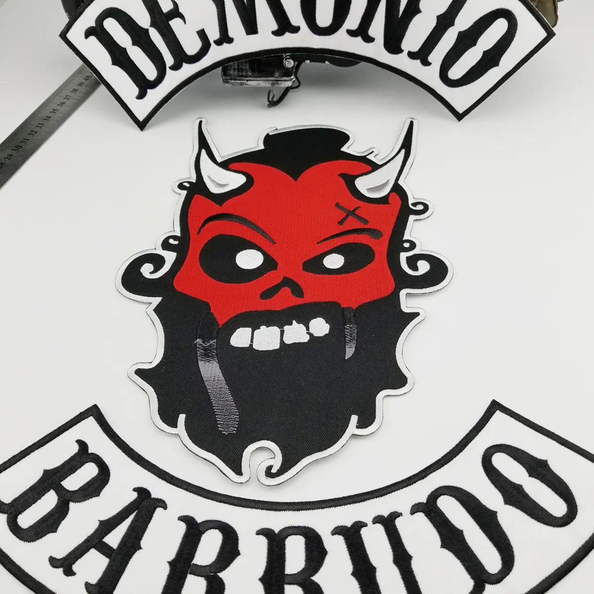 حار بيع demonio barbudo دراجة نارية كبيرة الظهر التصحيح نادي الصدرية الخارجي biker mc التصحيح شحن مجاني