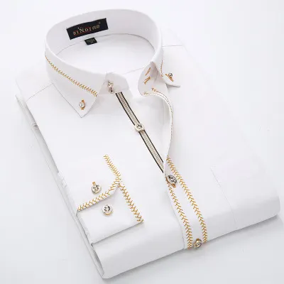 Mens Shirts Long Sleeve Casual Solid Button Down Shirts Male Cotton Dress Fashion Shirt Slim Fit Men