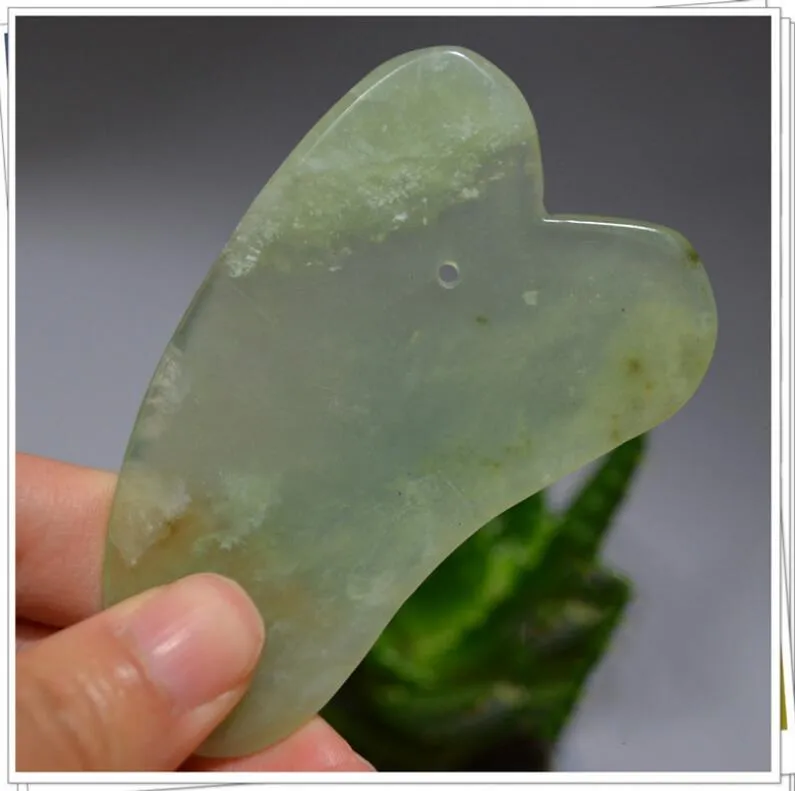 Kinesiska Naturliga Jade Skrapverktyg Gua Sha Facial Treatment Massage Tool Traditionella kinesiska Massage Hälsovårdsverktyg