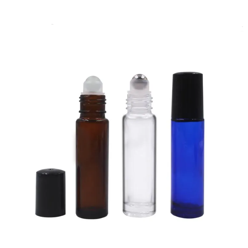 Thick 10ml Empty Roll on Glass Bottle for Essential Oil Bottle Metal Roller Ball, Small Cosmetic Packaging Container LX1120