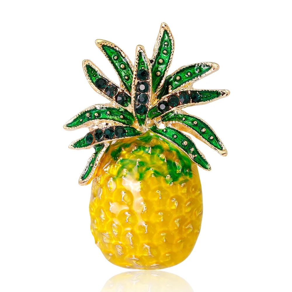 Pineapple Brooch Diamond Drop Oil Fruit Brooch Pin Alloy Gem Brooch