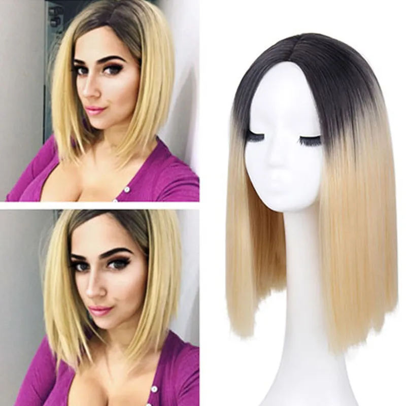 Perucas Cosplay Cabelo Liso sintética peruca de cabelo Blunt Ombre Brown Cor Cosplay New Arrival Venda 2018