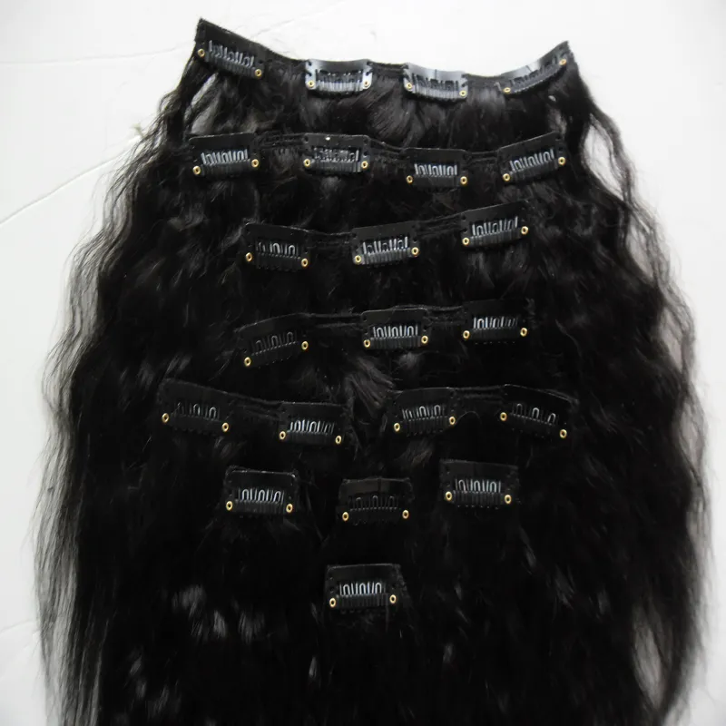 Грубый зажим Yaki Ins 10 штук и 120 г / комплект натурального цвета Kinky Straight Clip в наращивании человеческих волос