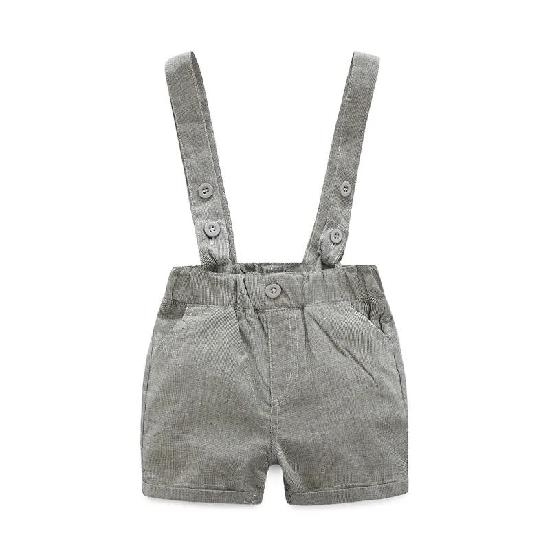 2018 Nouveaux vêtements enfants Bébés garçons 3 Pièces ensembles Gentleman costume coton blanc jupe + barboteuses + nœud papillon enfants vêtements ensembles 2 couleurs