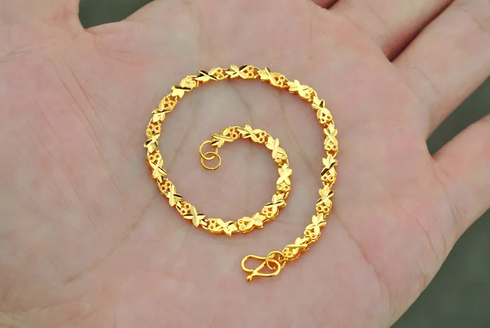 Pulseira folheada a ouro real 24k tamanho 17,5 cm pulseira fashion para mulheres joias atacado