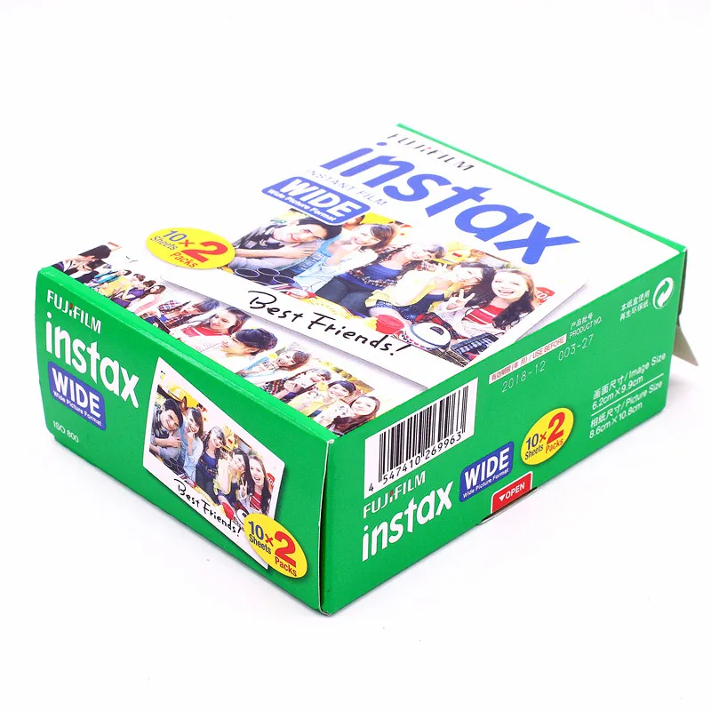 Широкая пленочная фотография Высокая Qulaity Fujifilm Instax Instax Instant 20 белых листов для 300 200 210 100 500af