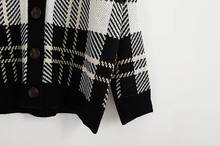 cardigan kvinnor sweaters hajuku koreanska stil höst kläder vinter 2018 mode retro plaid knappar trend stickad tröja kvinnor