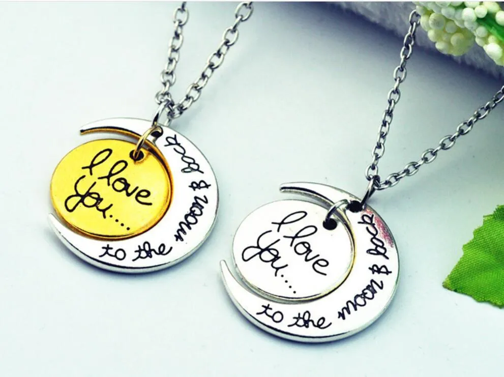 Moon Necklace I Love You To The Moon And Back For Mom Sister Family Pendant Necklaces Link Chain