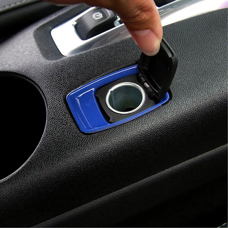 Accesorios interiores para coche cubierta embellecedora para encendedor de cigarrillos ABS rojo/azul/fibra de carbono/plateado para Camaro