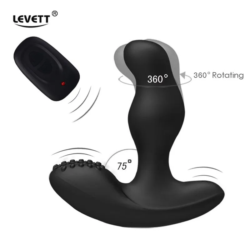 Levett Caesar USB充電前立腺マッサージャ360度回転ワイヤレスリモコンProthataバイブレーター男性の肛門のセックスおもちゃS19706