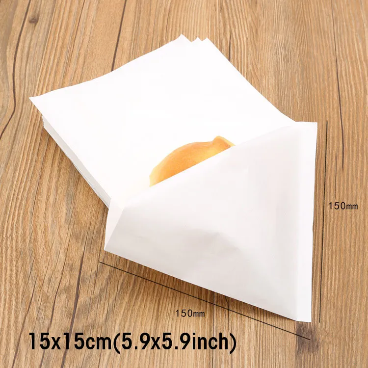 16.5x14.5cm sac d'emballage en papier Kraft résistant à l'huile sandwich beignets sacs pour boulangerie pain alimentaire sacs Triangle blanc marron 100 pièces