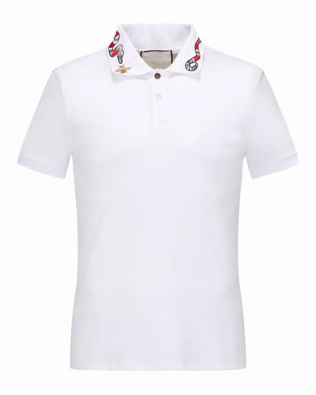 Lüks İtalya Tee T-Shirt Tasarımcı Polo Gömlekler Yüksek Sokak Nakış Jartiyer Yılanlar Arı Kaplan Baskı Giyim Erkek Marka Polo Gömlek