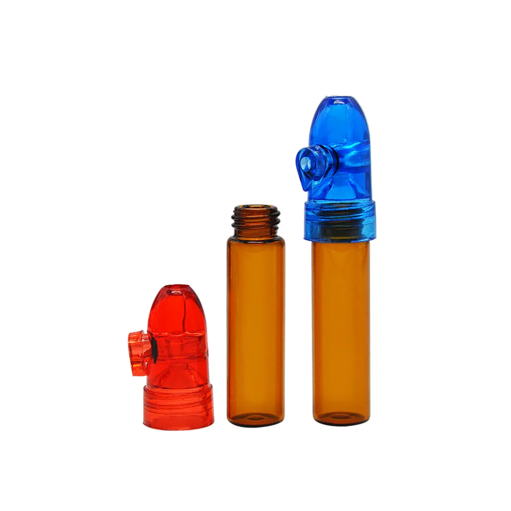 Commercio all'ingrosso 6 pezzi testa di proiettile piccola bottiglia di vetro scatola della pillola bottiglia di tabacco da fiuto, laminatoio shishahookah tubo da fumo vaporizzatore W18C