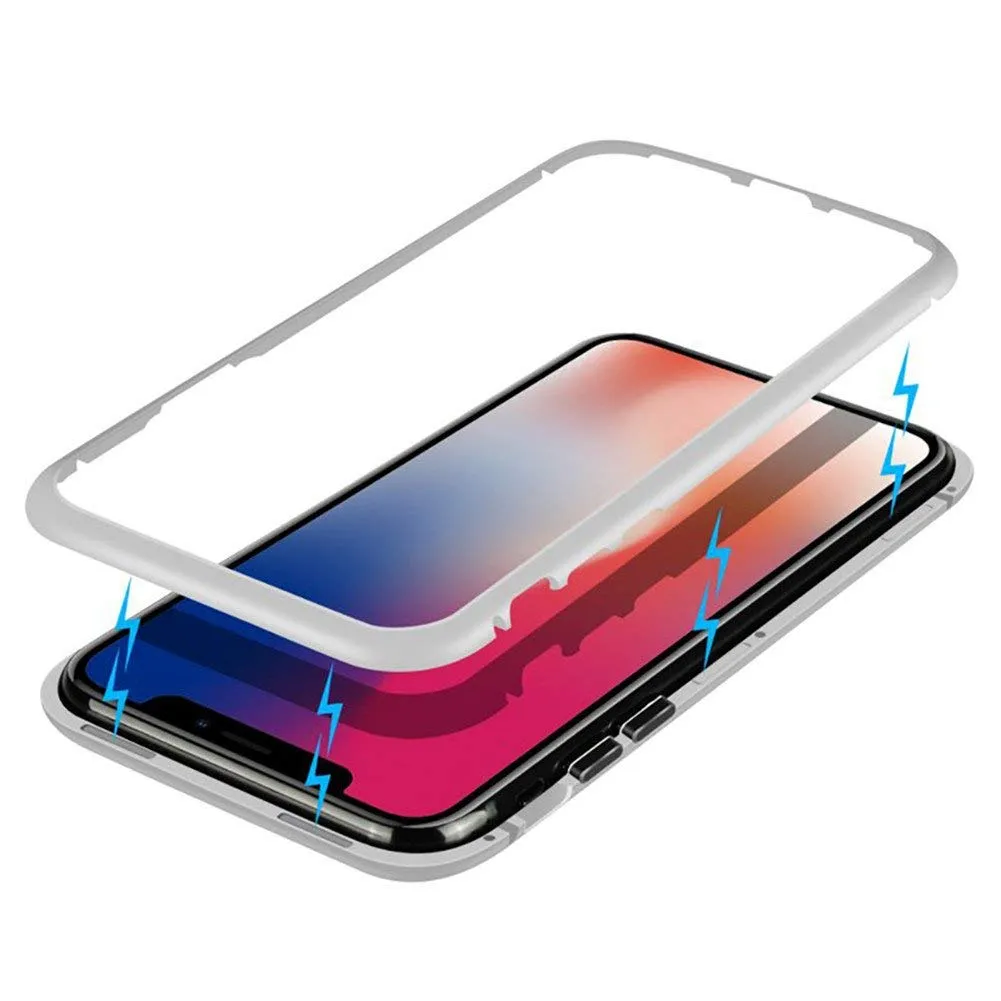 X iPhone caso 360 ° magnético con vidrio templado - cubierta del cuerpo  completo