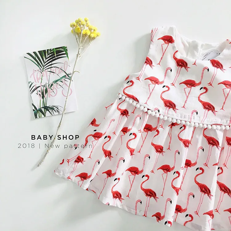 2018 Sommer kleine Mädchen Kleidung Flamingo Baby Kleid ärmellose Kinder Baby Mädchen Kleid Kleinkind Kleidung Kinder Sommerkleid lässige Babykleidung