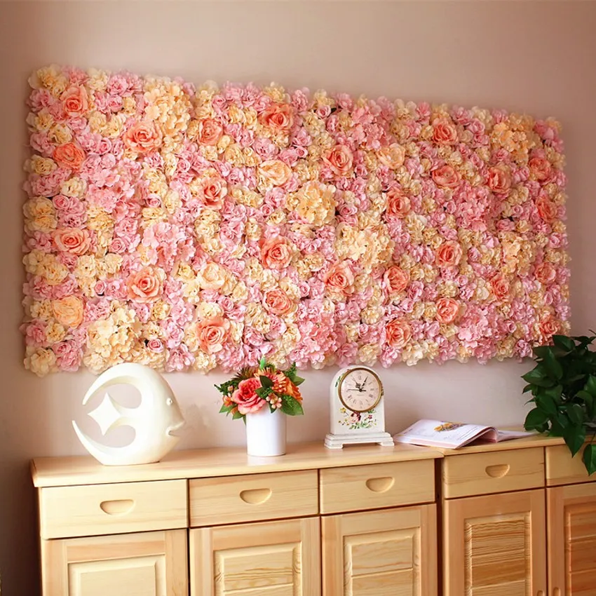 Kunstmatige zijde bloem muur roos pioen hortensia mix bruiloft achtergrond gazon / pijler weg lood markt decoratie 10pcs / lot