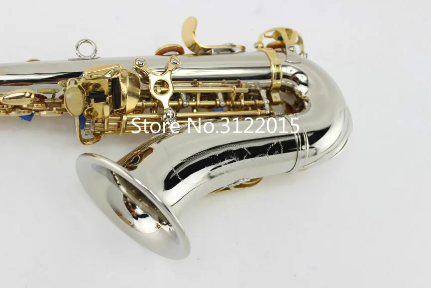 Instrument Professionnel Pour Les Étudiants MARGEWATE Tube En Laiton Nickelé Saxophone Soprano Bb Col Courbé Sax Plat B Avec Embouchure