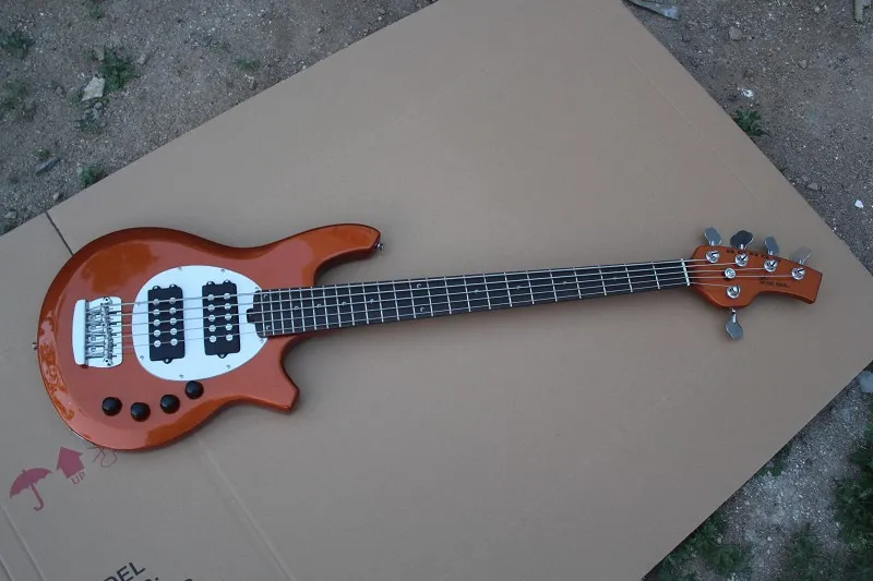 Hot Selling Active Pickup Musicman Bongo Orange 5 String Electric Bass Guitar Music Man Bass Gratis frakt