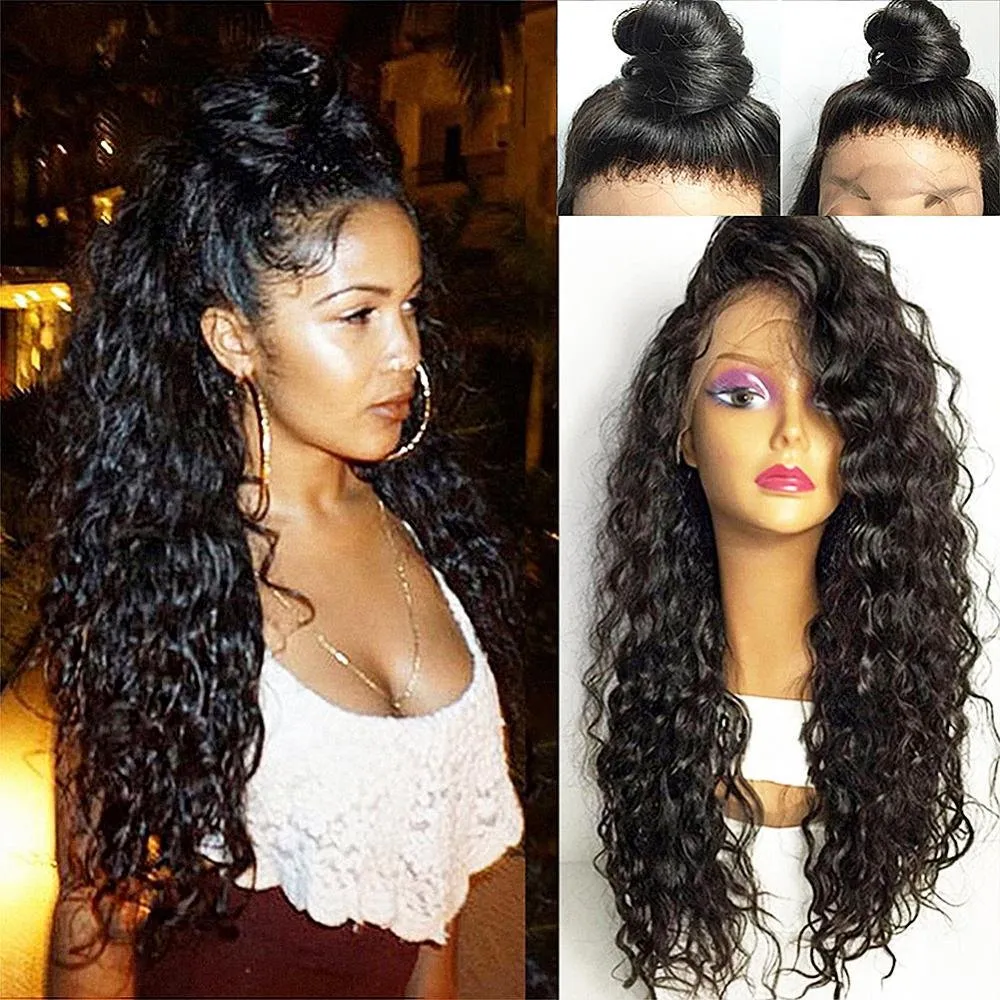 Loose Deep Wave 360 ​​Koronki Wig Frontal Pre zepsuty brazylijskie koronki przednie peruki Ludzkie włosy naturalne dla czarnych kobiet 150% gęstości