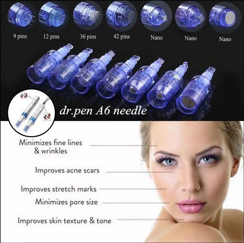 Byte Micro Needle Patron Tips för Auto Dermastamp Uppladdningsbar Trådlös Dr Pen A6 Dermapen Hudvård Anti Spot Scar Removal