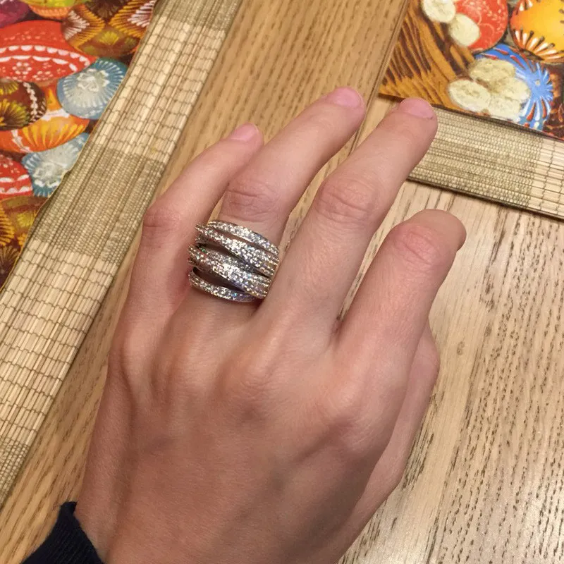 ベカロンクロスメスリングパールセッティング5aジルコンCZの結婚指輪10ktホワイトゴールド充填エンゲージャンギフト