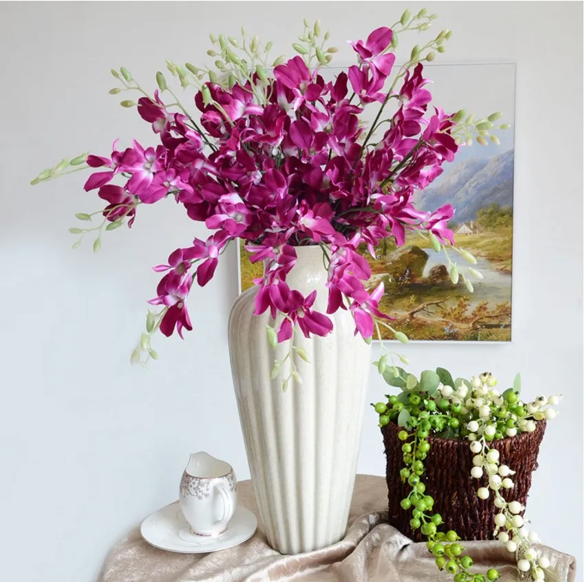 ホーム結婚式の装飾の食卓の装飾のための高品質の人工的な実際のタッチの花白い青い蘭のタッチの花
