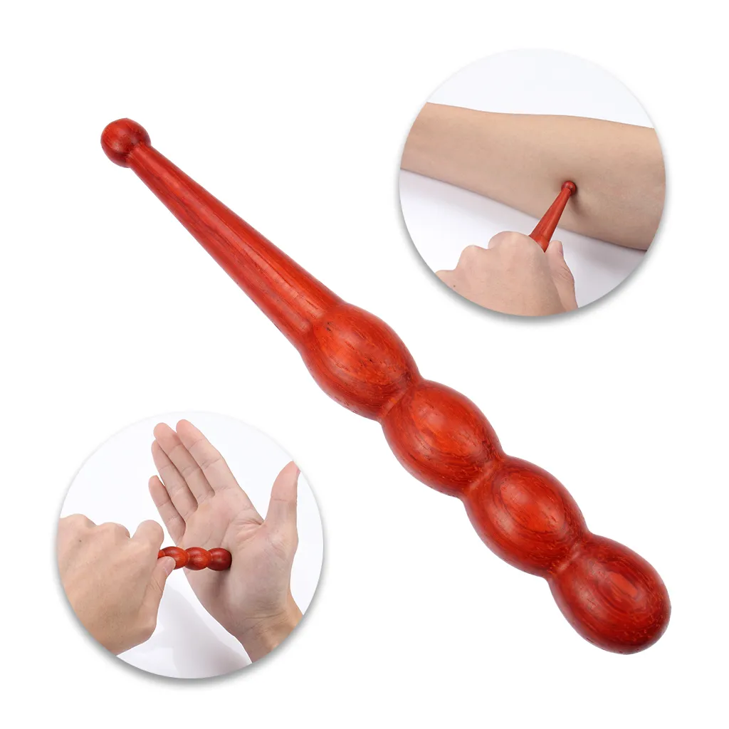 Professionelles komplettes Set, 4-teilig, Reflexzonenmassagegerät, traditionelle Thai-Massage, Hand, Fuß, Gesicht, Körper, Akupunktmassagegerät, natürliches rotes Holz7494039