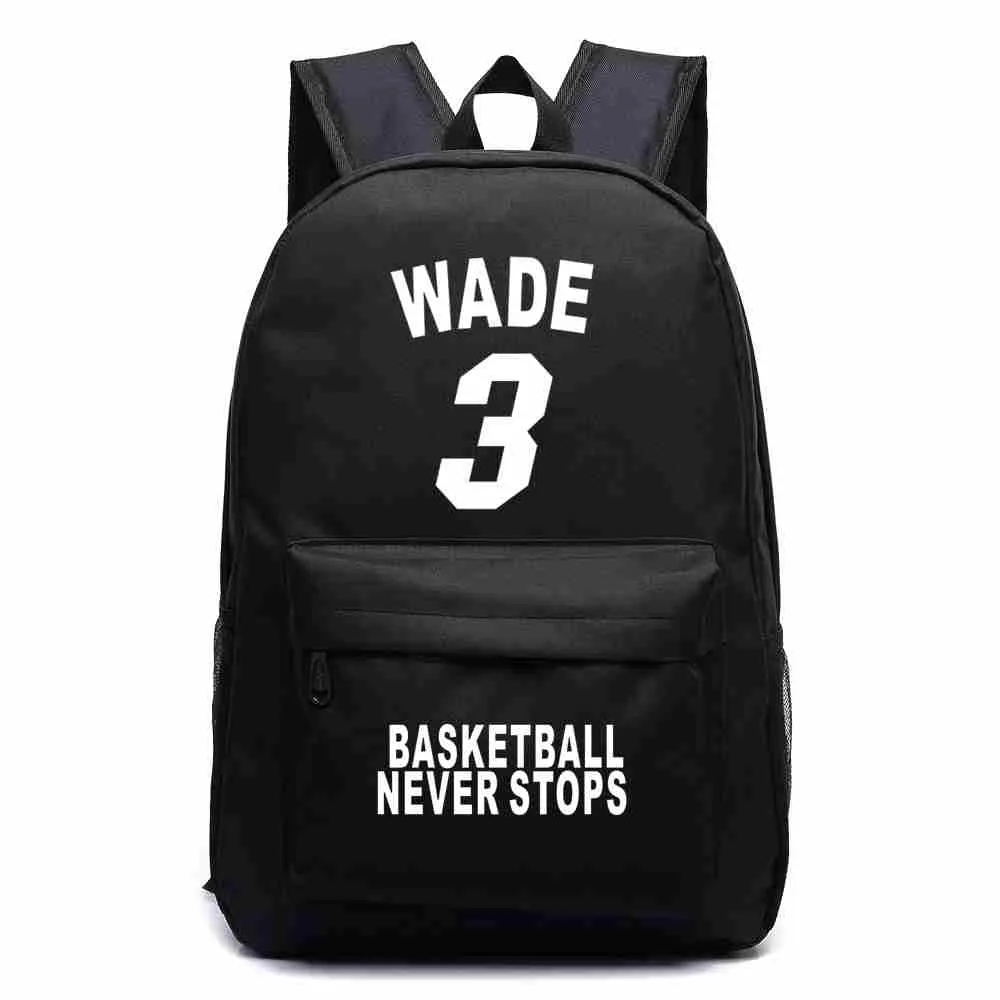 Ny mode dwyane wade canvas ryggsäck basket backpacks pojke flicka skolväska för tonåring casual ryggsäck basket fan väska