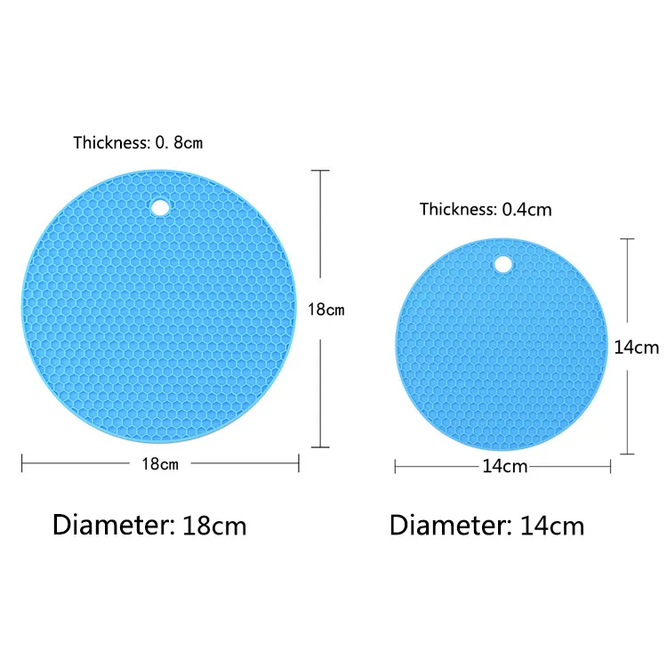 Atacado Rodada Favo De Mel Silicone Isolamento Térmico Tapete de Cozinha, Antiderrapante À Prova D 'Água Prato Mat Anti-quente Panela Caçarola Pad, Dois Tamanhos