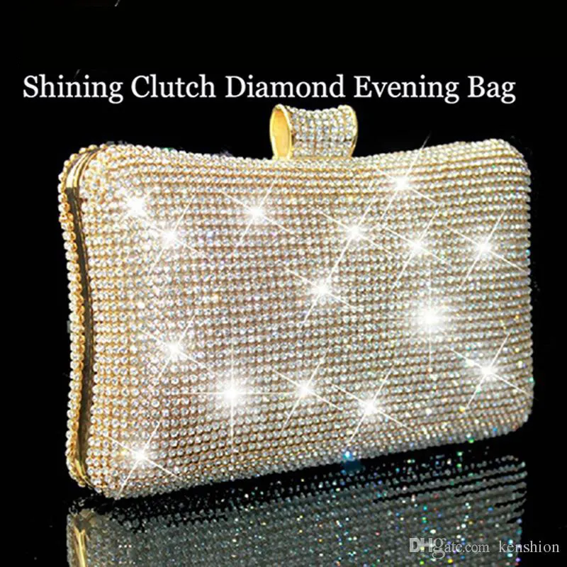 Hot Royal Women's Lady Fashion Swarovski Crystal Soirée Pochette Sac à main Sac à main Sac à bandoulière Mariage Sac de mariée Accessoires - DT3296