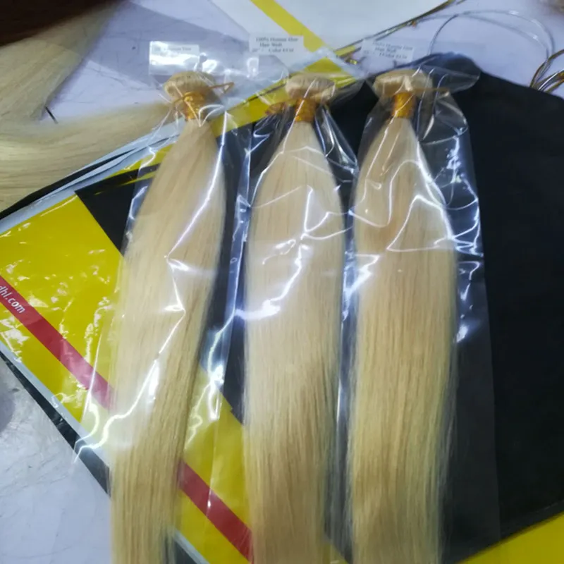ELIBESS HAIR-613 couleur blonde extension de cheveux humains 50g / pcs 5 faisceaux / onde droite blonde cheveux humains 5 faisceaux