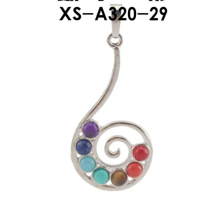 Ciondolo con ciondolo punto di guarigione naturale 7 perline di pietra colorate Reiki Chakra gioielli con collana di cristallo 23 stili tra cui scegliere