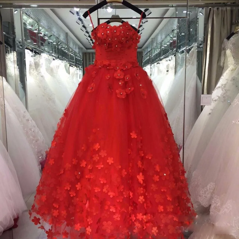 Fiore 3D di pizzo con perle di cristallo di lusso Sweetheart Bianco Avorio Rosso Champagne Moda Royal Train Abiti da sposa spose taglie forti