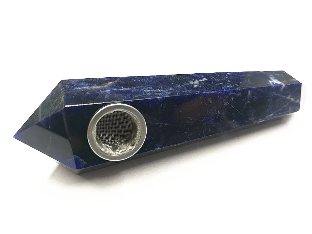 bacchetta di quarzo tigre di sigaretta di cristallo blu naturale con filtro in metallo 3.8-4,2 nchs