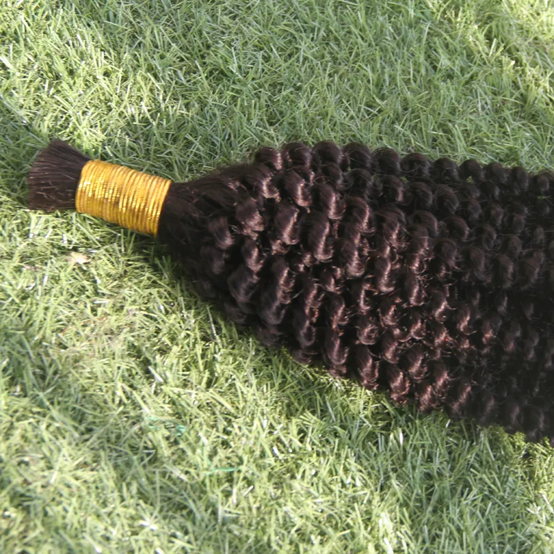 Cabello humano a granel rizado brasileño rizado rizado para trenzar 1 mechones extensiones de cabello de Color Natural de 10 a 26 pulgadas