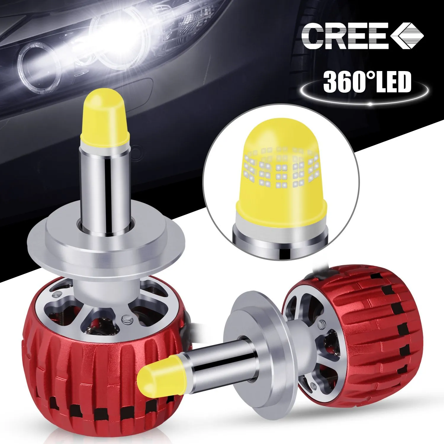 PAMPSEE 2PCS H7 H11 9005 H4 Waterproof 360 Degree Light Beam 6000K 70W 3500LM LED Headlight For Car