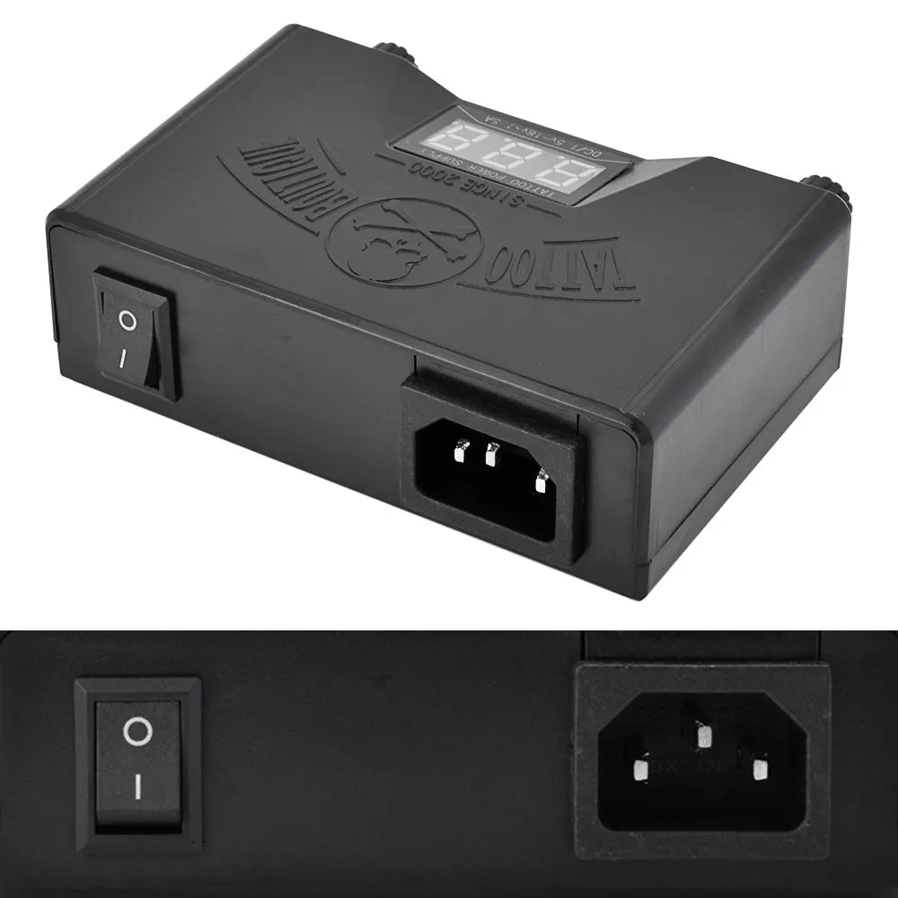 라이너 용 듀얼 디지털 LCD 문신 머신 전원 파워 플러그 5746797이있는 라이너 셰이더 총 검은 문신 머신 키트
