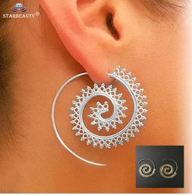 1 Pair Ze Stali Nierdzewnej Indian Spiral Lotus Flower Surya Leaf Heart Kolczyki Hoop Piercing Ear Tunnel Pluk Piercing Body Biżuteria