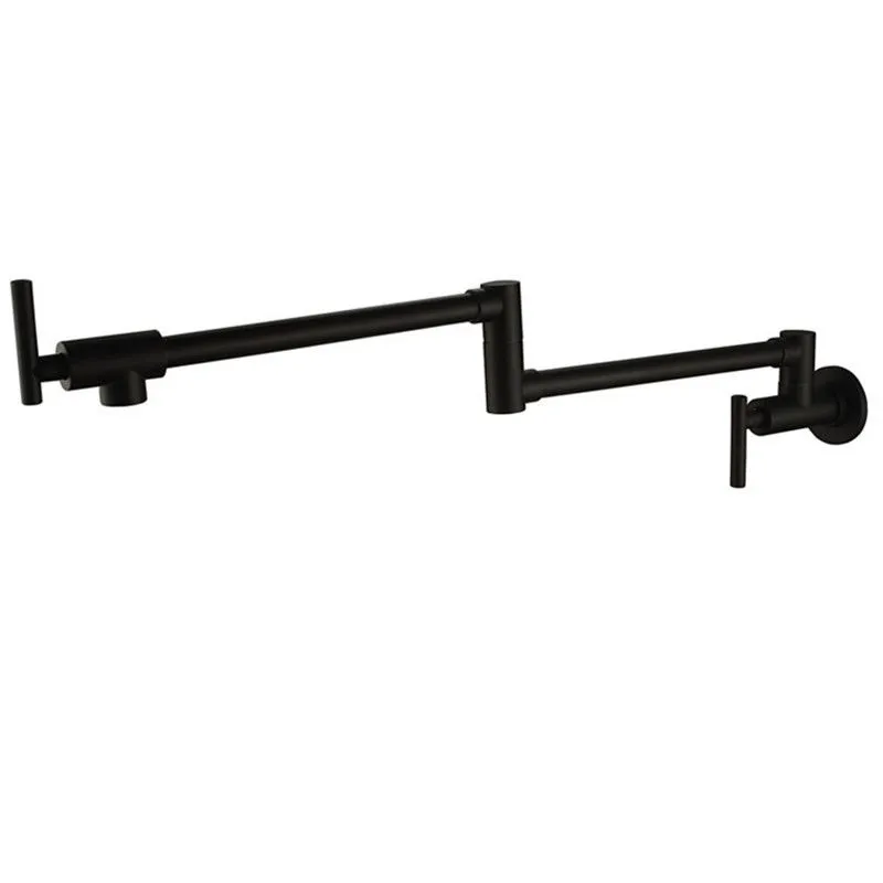 Rolya Grifo de cocina con llenado de ollas negro mate, grifo de fregadero extensible montado en la pared