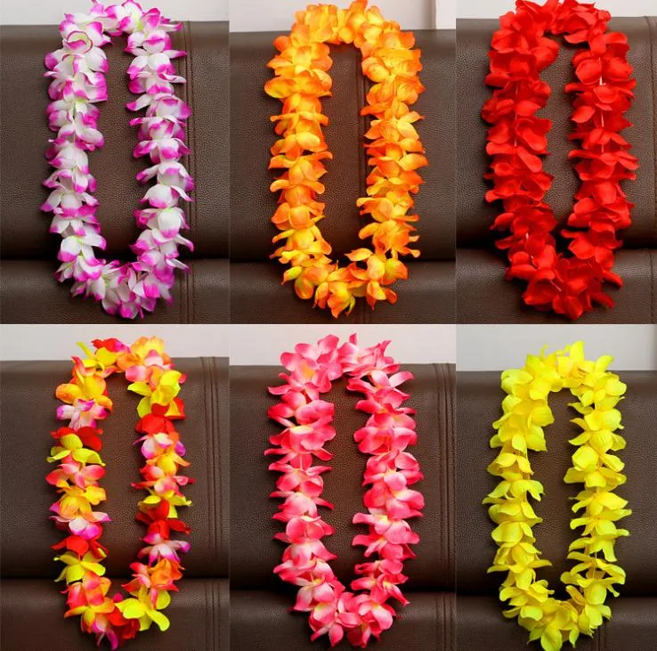Artificial Flowers Wreath Party Decoration Hawaiian Wedding Birthday Supplies Garland Necklace